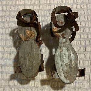 Sears Vintage Metal Roller Skates with Brown Straps
